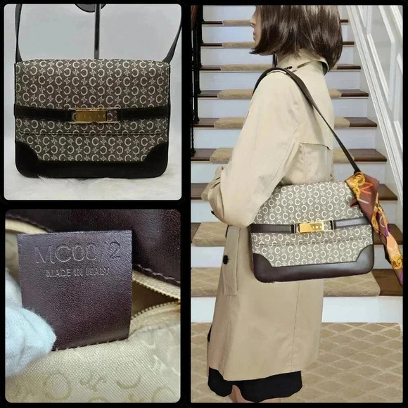 Celine Toile Carriage Leather Shoulder Bag - Picture 5 of 17